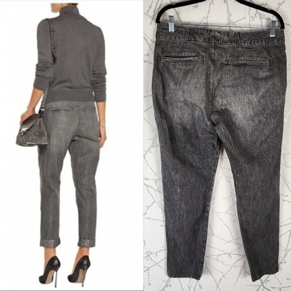 Rag & Bone Silver Chambray High Rise Pleated Aberdeen Trousers - Picture 2 of 6